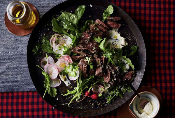 Seared kangaroo loin, horseradish, rocket