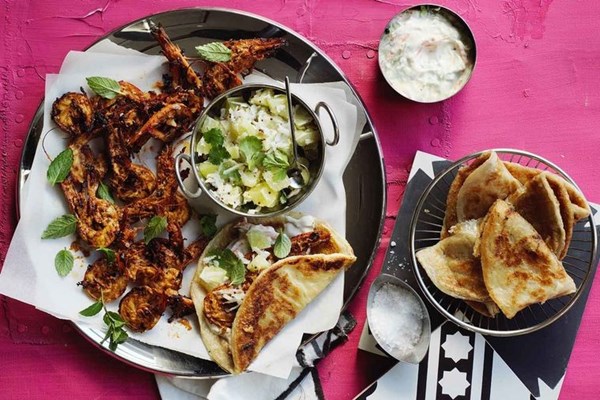 Seared king prawns with fresh lime pickle [Jessi Singh]