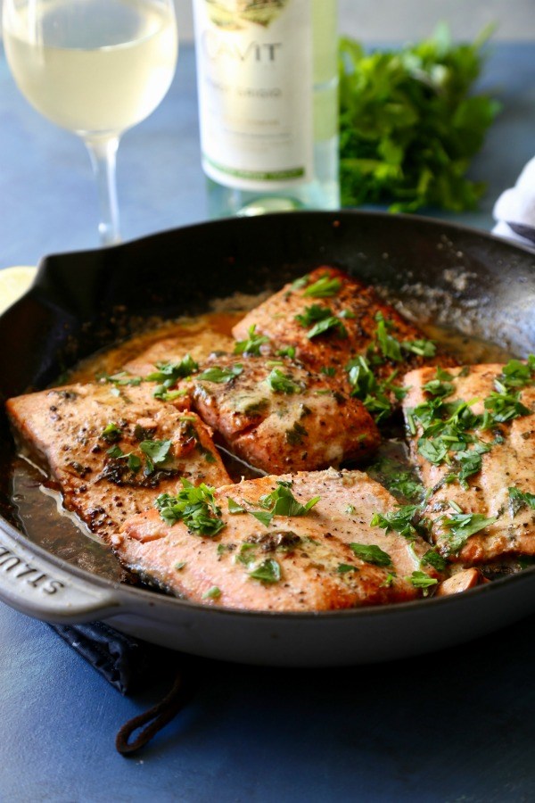 Seared lemon garlic salmon