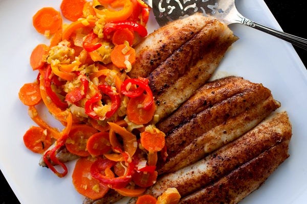 Seared mackerel with smoky paprika and sweet peppers