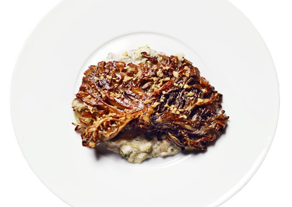 Seared maitake mushrooms
