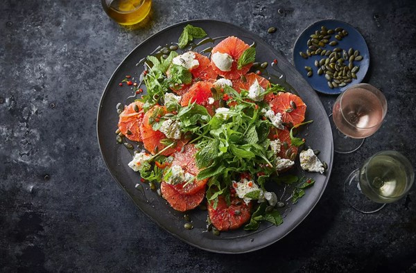 Seared pink grapefruit & ricotta salad
