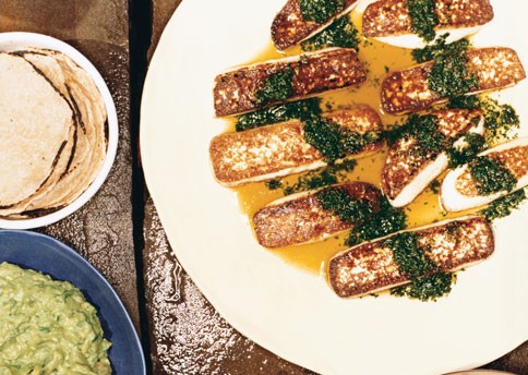 Seared queso fresco and queso panela with cilantro mojo