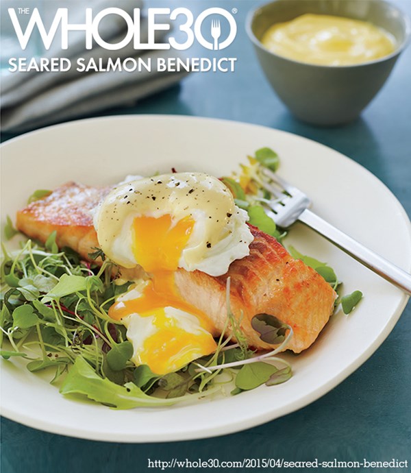 Seared salmon Benedict
