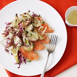 Seared salmon, fennel, and baby potato salad