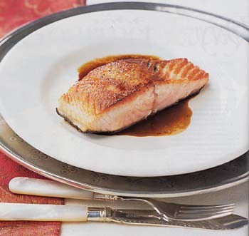 Seared salmon with balsamic glaze