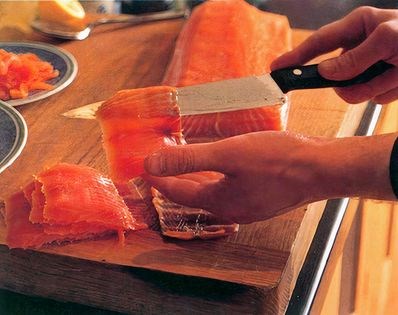 Seared salmons on soured baked potato