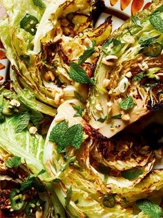 Seared Savoy cabbage with spicy fish sauce vinaigrette and crushed peanuts