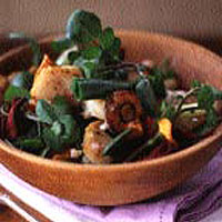 Seared scallop, watercress and leek salad 
