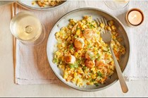 Seared scallops succotash