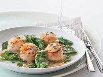 Seared scallops with Pinot gris butter sauce [Hugh Acheson]