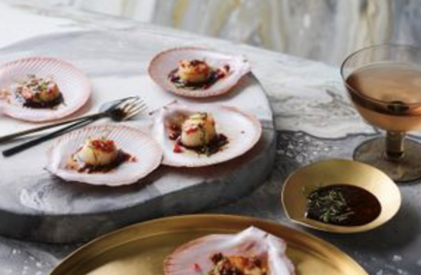 Seared scallops with tamari, lemongrass and chilli