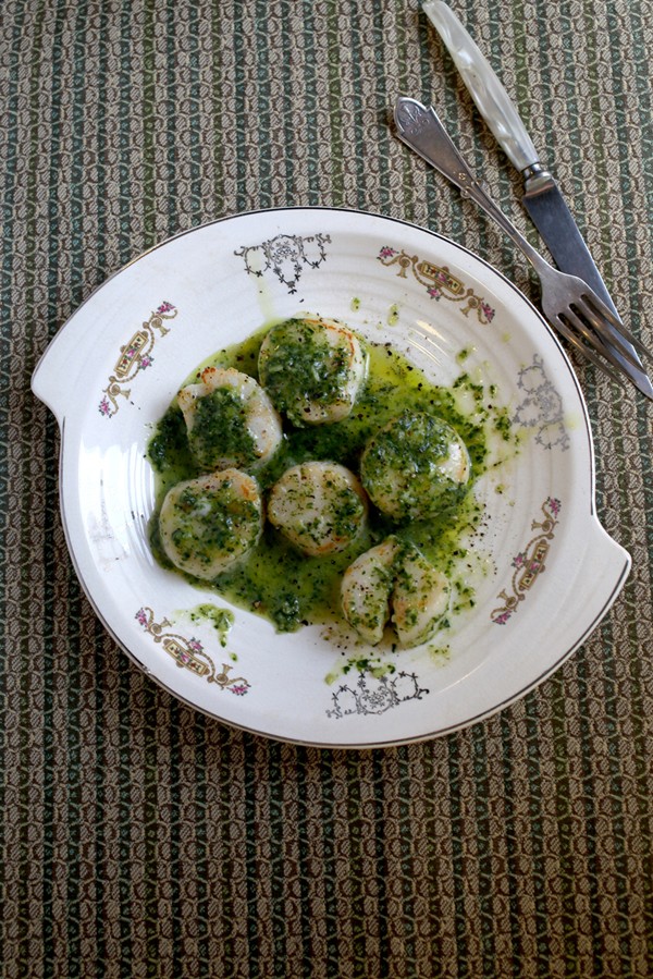 Seared scallops with wasabi-ginger butter