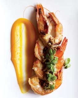 Seared shrimp with gingered butternut squash 