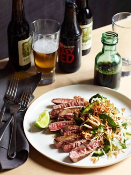 Seared skirt steak, green papaya and roasted rice