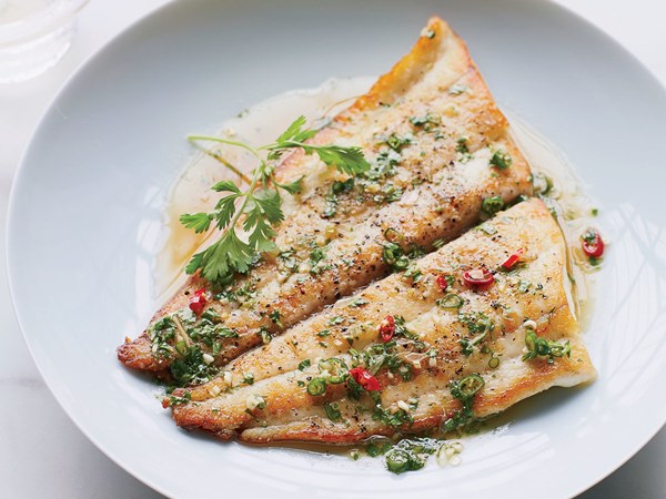 Seared sole with lime sauce 