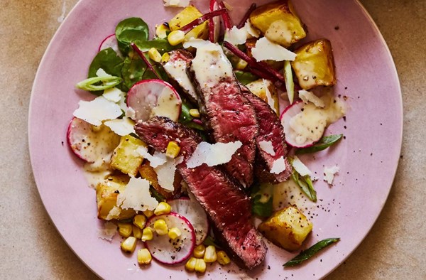 Seared steak & sweetcorn salad