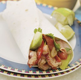 Seared steak, pepper & onion fajitas