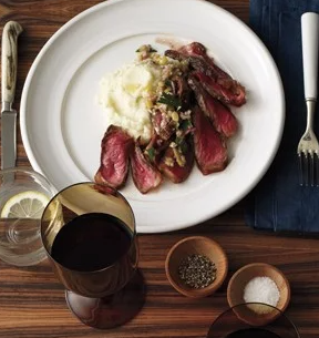 Seared steak with cauliflower puree