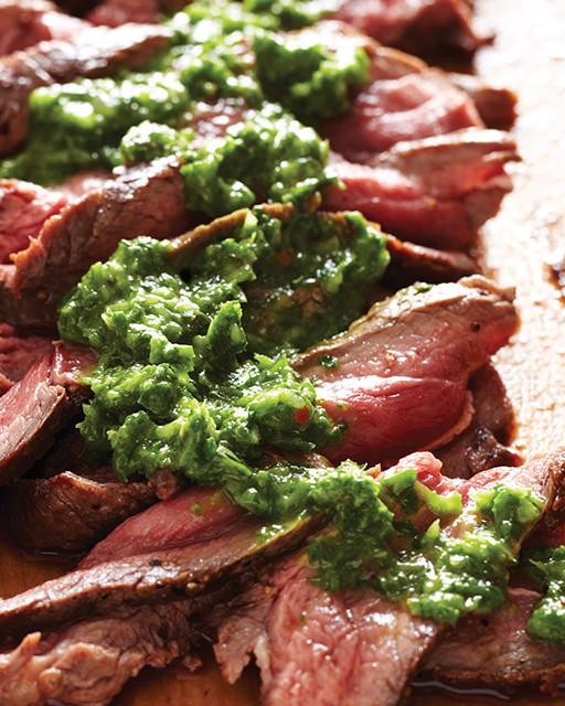 Seared steak with ramp chimichurri