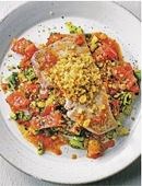 Seared tuna, chilli vierge & garlic crumbs