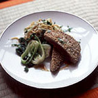 Seared tuna steak with sesame crust