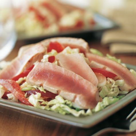 Seared tuna with Asian slaw