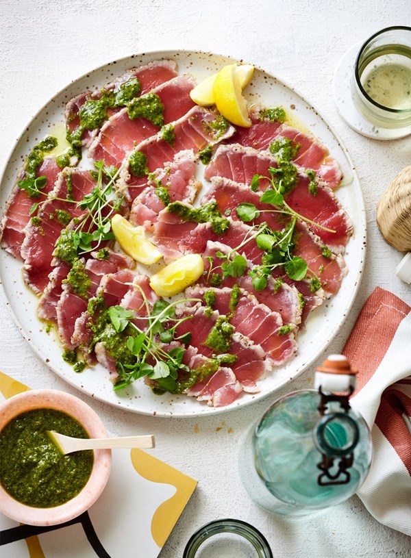 Seared tuna with salsa verde