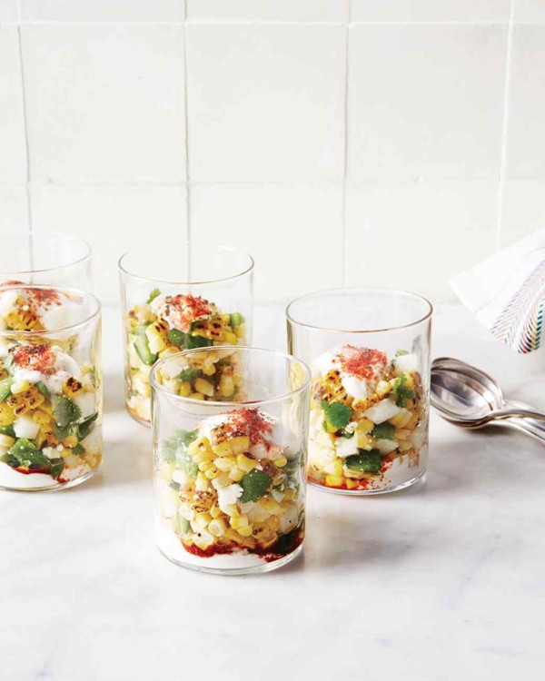 Seasoned roasted-corn salad cups