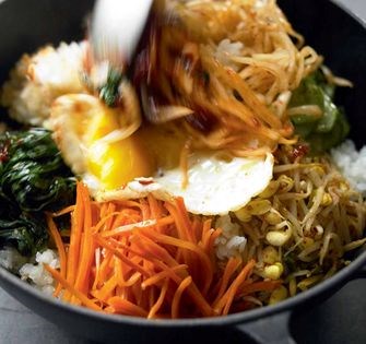 Seasoned vegetable rice bowl (Dolsot bibimbap)