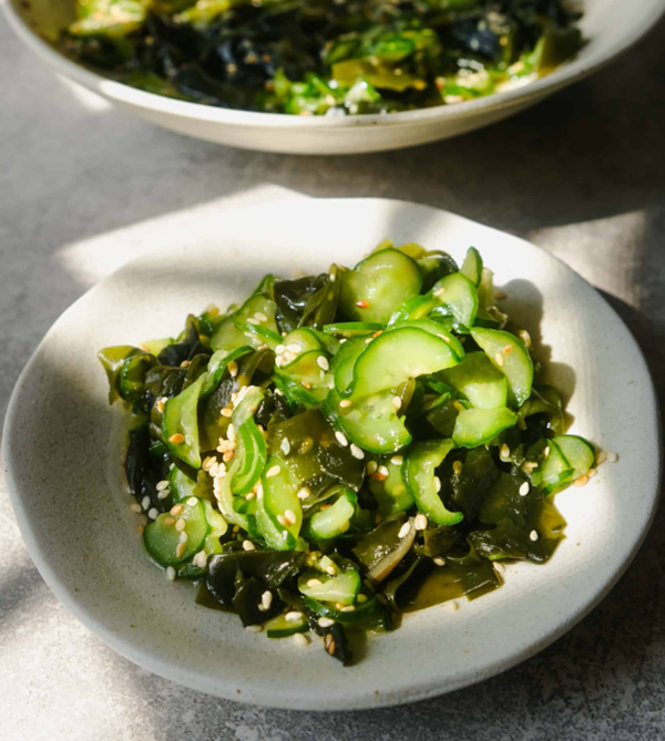 Seaweed and cucumber salad with miso-sesame dressing