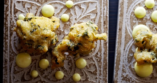 Seaweed and tofu beignets with lime mayonnaise