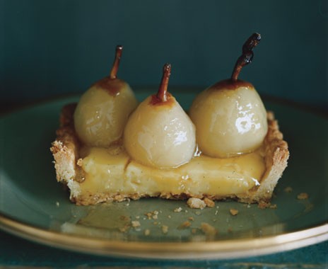 Seckel pear tart with Poire William cream