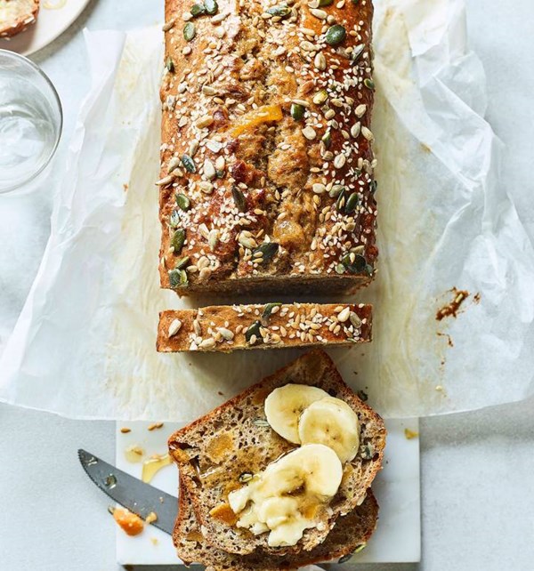 Seeded banana & apricot loaf