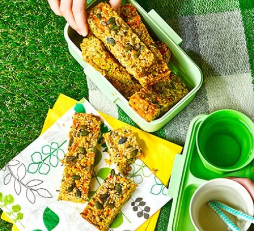 Seeded cheese & chive flapjacks