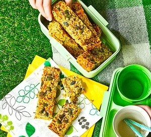 Seeded cheese & chive flapjacks