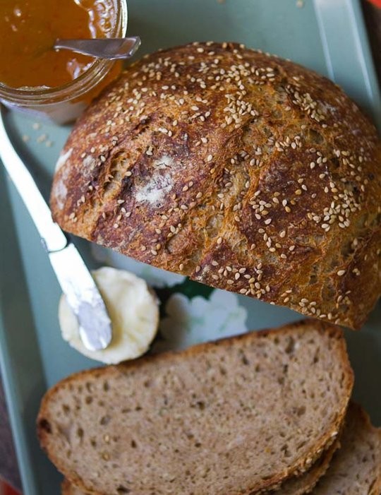 Seeded whole wheat overnight bread