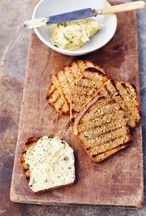 Seedy brown bread with seaweed butter