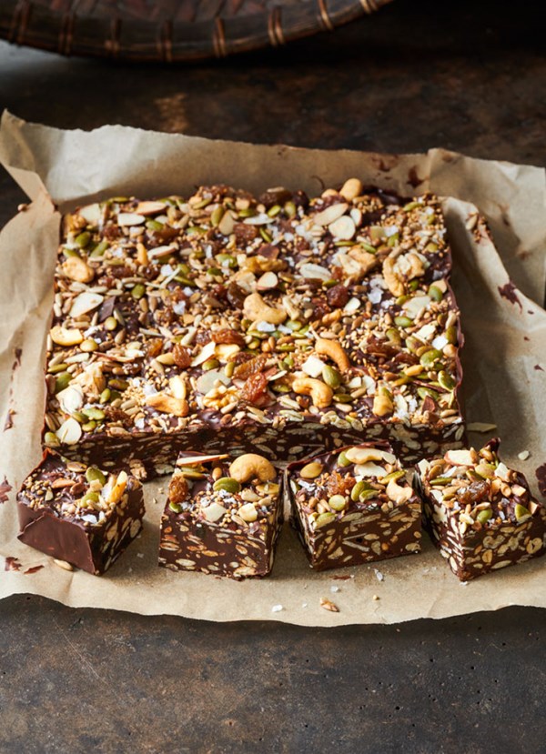 Seedy, nutty chocolate block