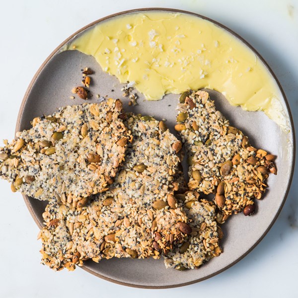 Seedy oat crackers