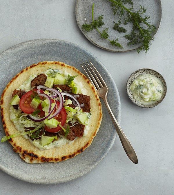 Seitan gyros with tzatziki sauce