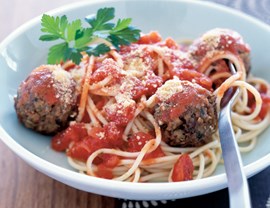 Seitan meatballs with tomato-basil sauce