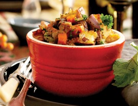Seitan timbales with chestnut-champignon stuffing