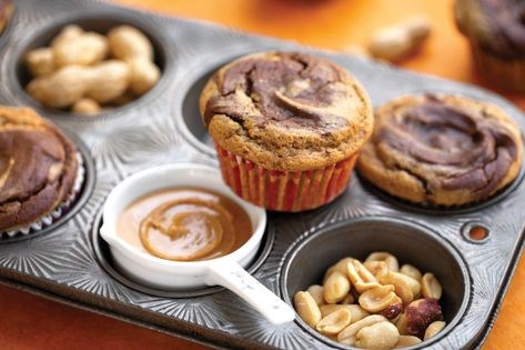 Self-frosting peanut butter cupcakes