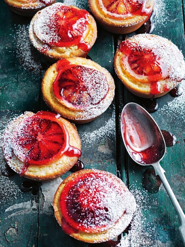Semolina, almond and blood orange syrup cakes