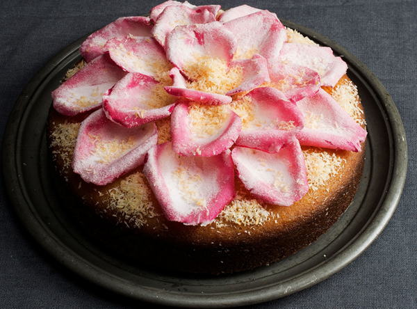 Semolina-coconut cake with orange and rose waters (Basbousa)