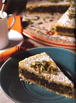 Semolina pistachio layer cake (Bohsalini)