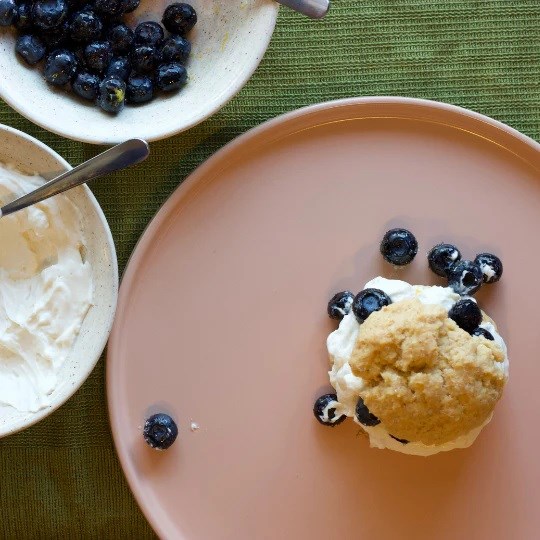 Semolina shortcakes with vanilla cream mousse [Casey Hopkins]