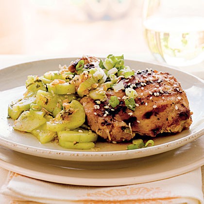 Seoul-ful chicken with minted cucumbers