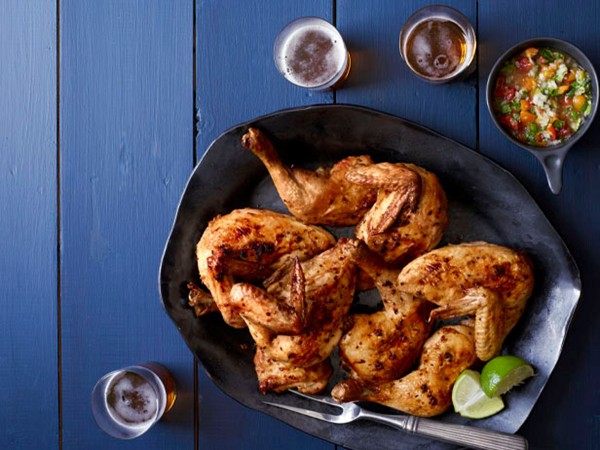 Serrano chile-rubbed roast chicken